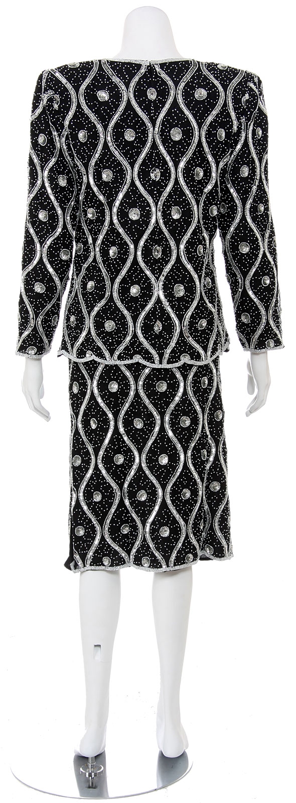 Flowing Lines Hand Beaded/Sequined Two Piece Dress — back