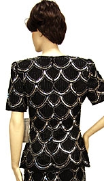 Short Sleeves Knee Length Two Piece Formal Sequined Dress — back