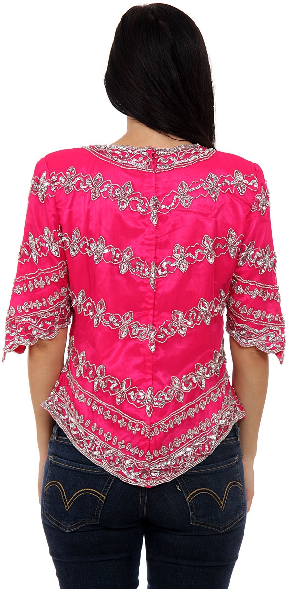 Multi-Design Sequined Blouse — back