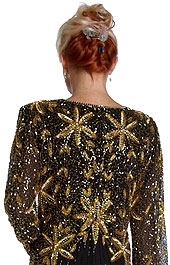 Long Sequined Floral Formal Dress — back
