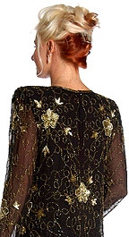 Floral Beaded Long Formal Dress — back