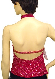 Sleeveless Fully Beaded Top — back in Fuchsia