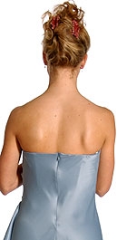 Shirred Formal Evening Dress with Corsage — back