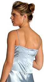 Full Length Spaghetti Strap Satin Evening Dress — back