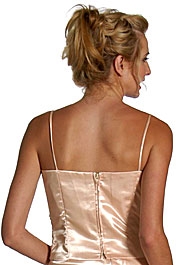 2 Piece Rouched Long Satin Formal Prom Dress — back