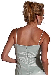 Satin and Lace Empire Cut  Long Formal Prom Dress — back