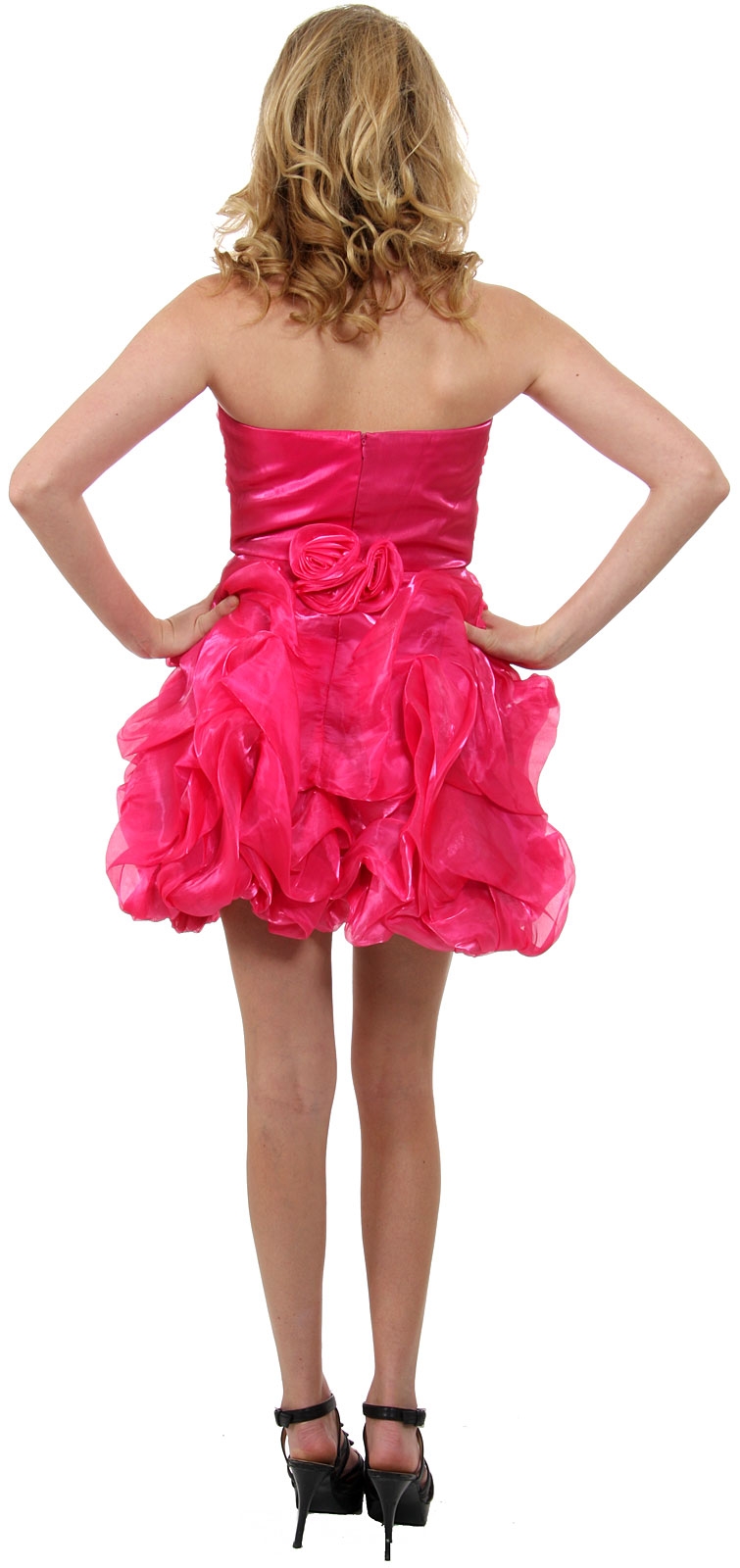 Short Strapless Bubble Prom Dress — back
