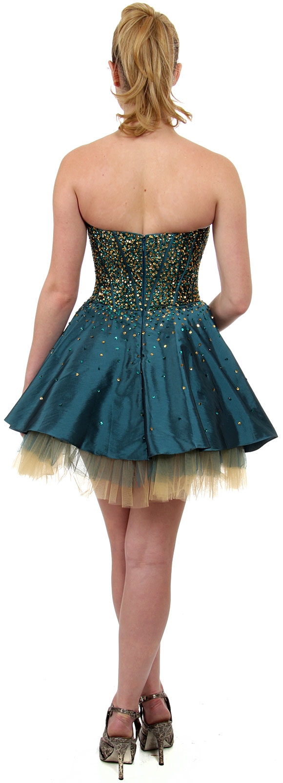 Sparkling Short Prom Dress — back in Teal