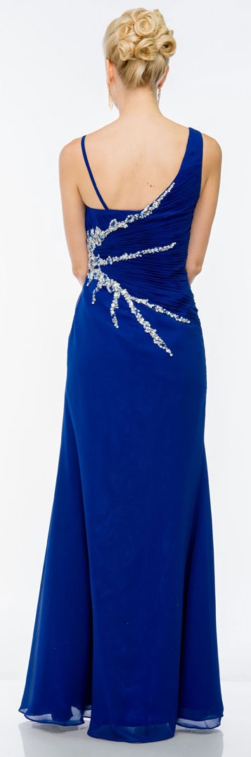 Pleated Long Prom Dress with Jewels & Matching Bolero Jacket — back