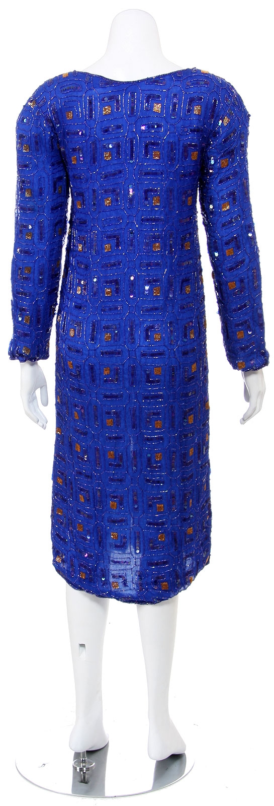 Tea Length Full Sleeves Pull Over Dress with Front Slit — back
