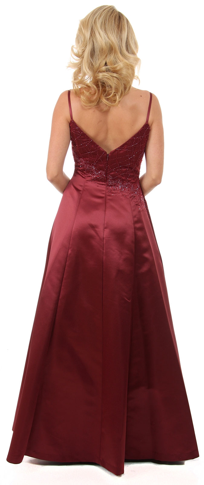 Boat Neck A-Line Beaded Classic Formal Prom Dress — back