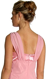 Layered Satin Rhinestone Formal Dress — back