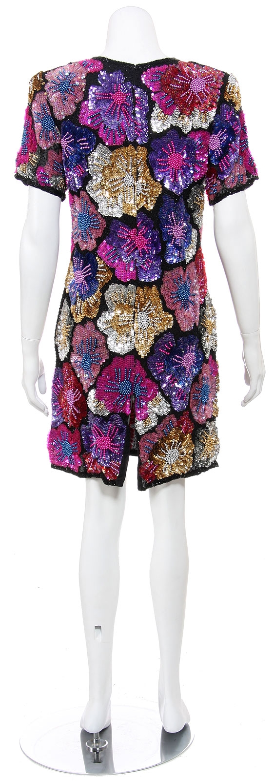 Short Dress with Rich Elaborated Floral Design — back