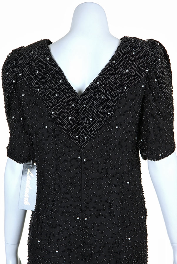 V-neck Vintage Style Mini Cocktail Dress With Pearls — back