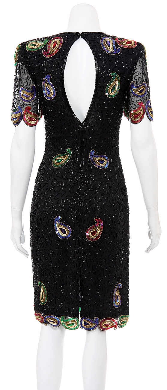 Colorful Drops Hand Beaded Short Dress — back