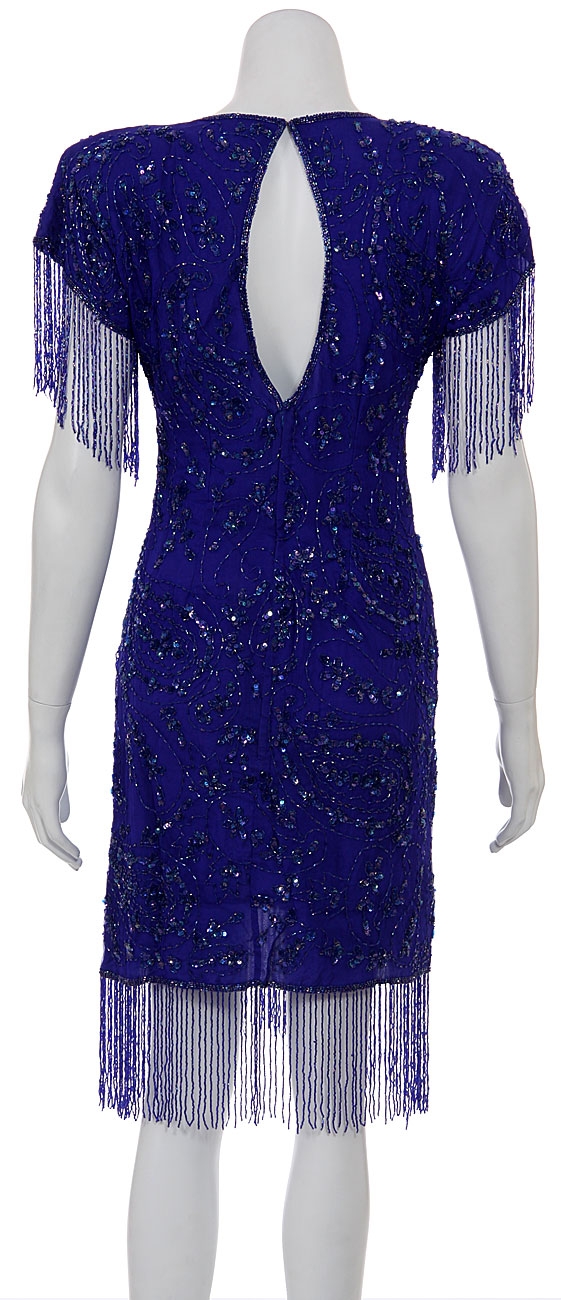 Deep Rain Hand Beaded Short Dress — back