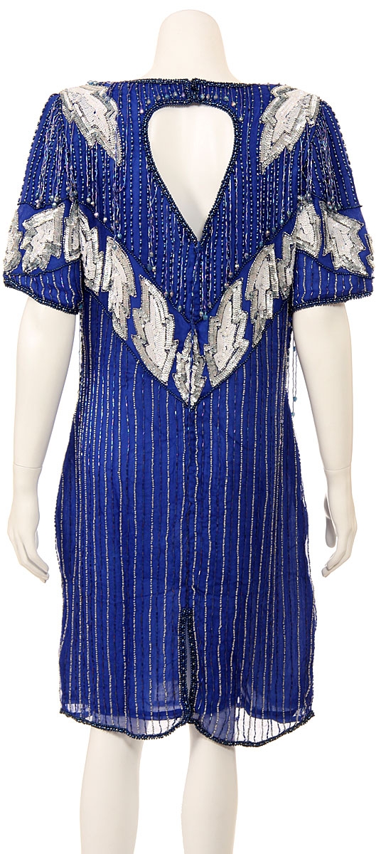 Fully Beaded Knee Length Cocktail Dress — back
