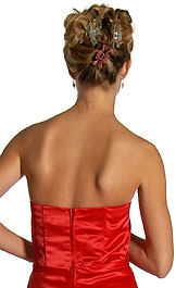 Strapless Satin Short Evening Dress — back in Red