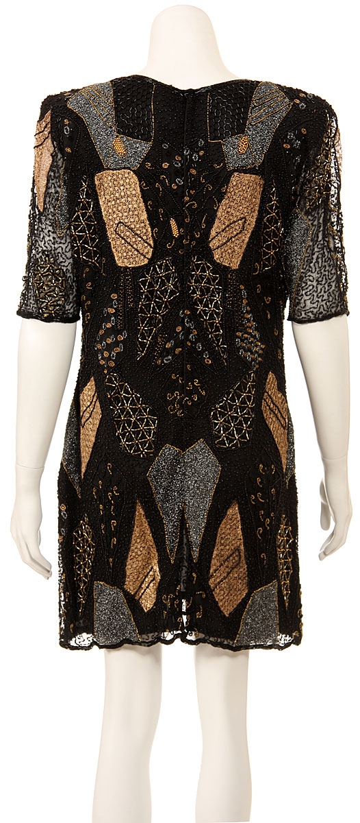 Multi-Colored Pattern Cocktail Dress — back
