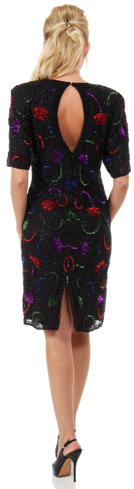 Colorful Beading Formal Party Dress with Keyhole Back — back