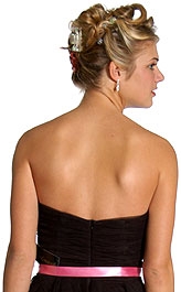 Net and Bow Shirred Evening Dress — back
