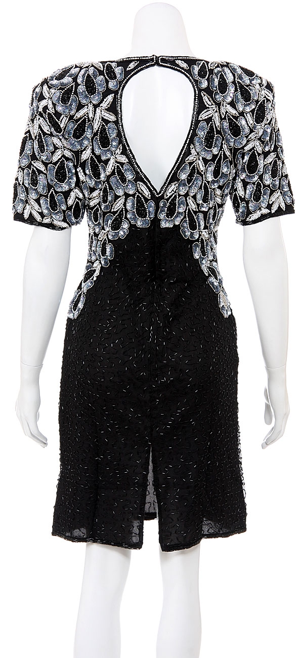 Night Sheels Hand Beaded Short Dress — back