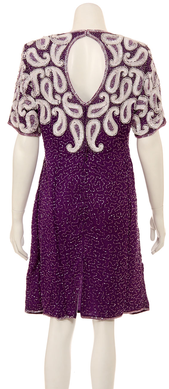 Short Sleeved Sequin Beaded Cocktail Dress — back
