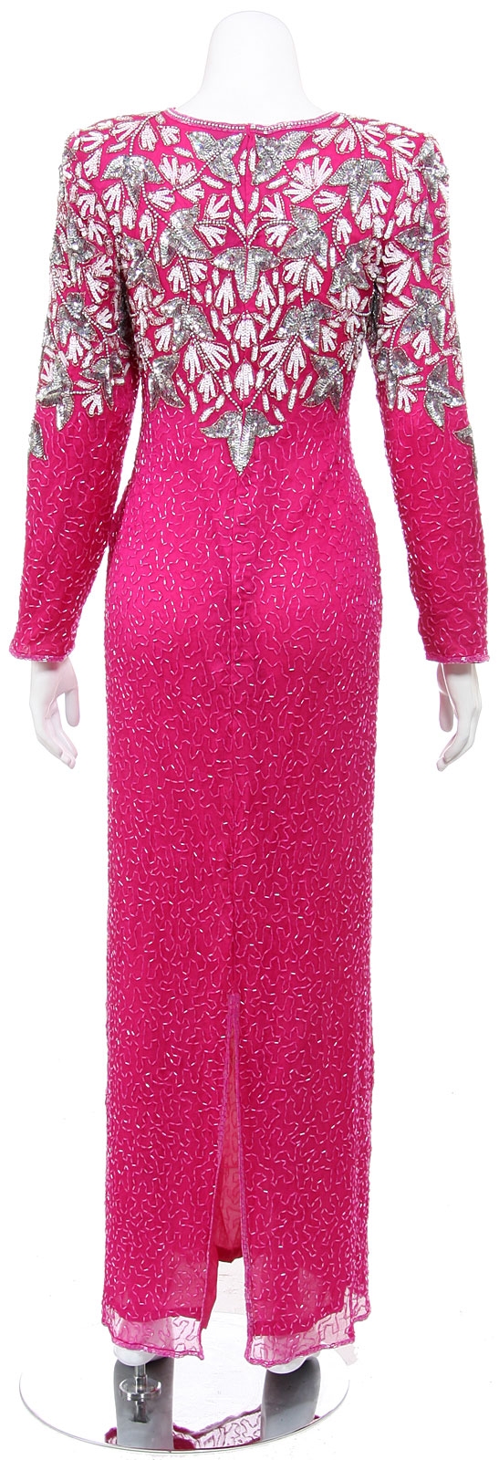 Hand Beaded Gown with Oak Leaves Design — back