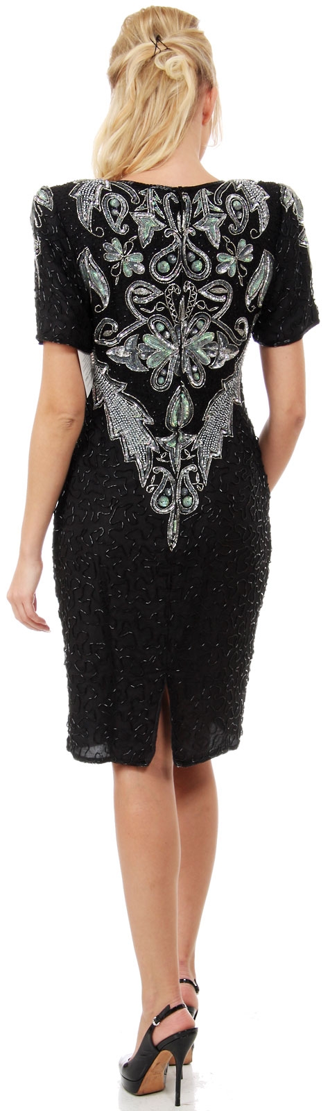 Artistic Beaded Bodice Short Formal Sequined Dress — back