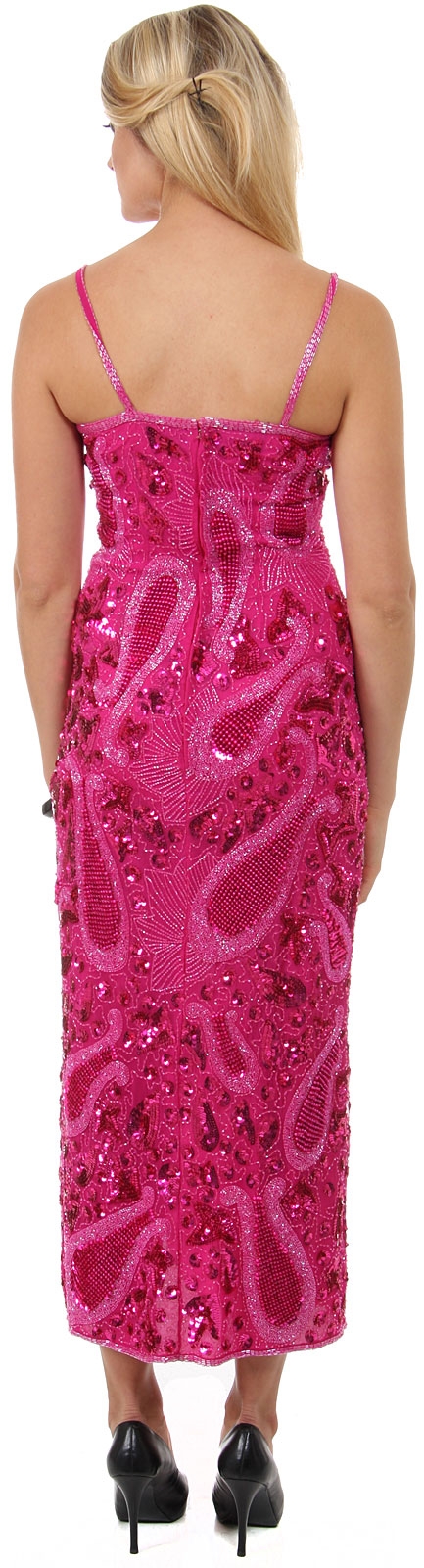 Spaghetti Straps Long Sequined Formal Dress — back