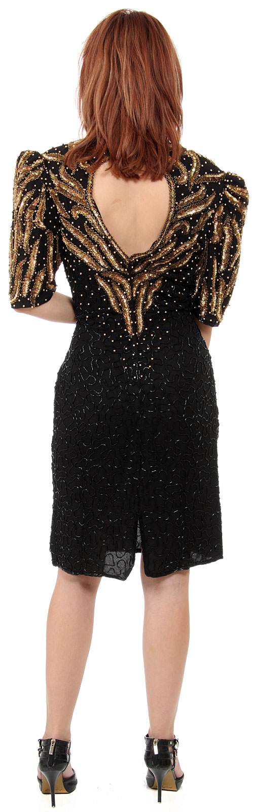 Sequined Tea Length Cocktail Dress — back