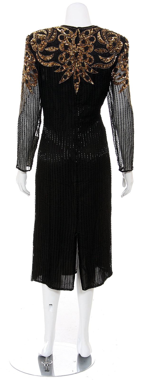 Sunflower Hand Beaded Medium Length Dress — back