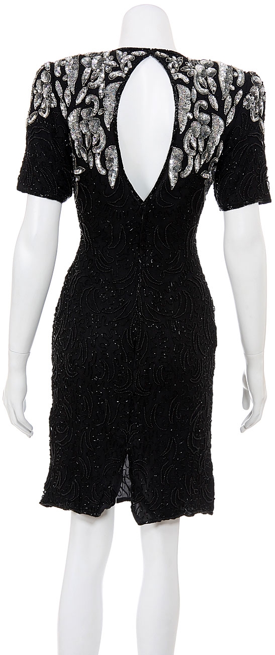 Hooks and Wings Hand Beaded Short Dress — back