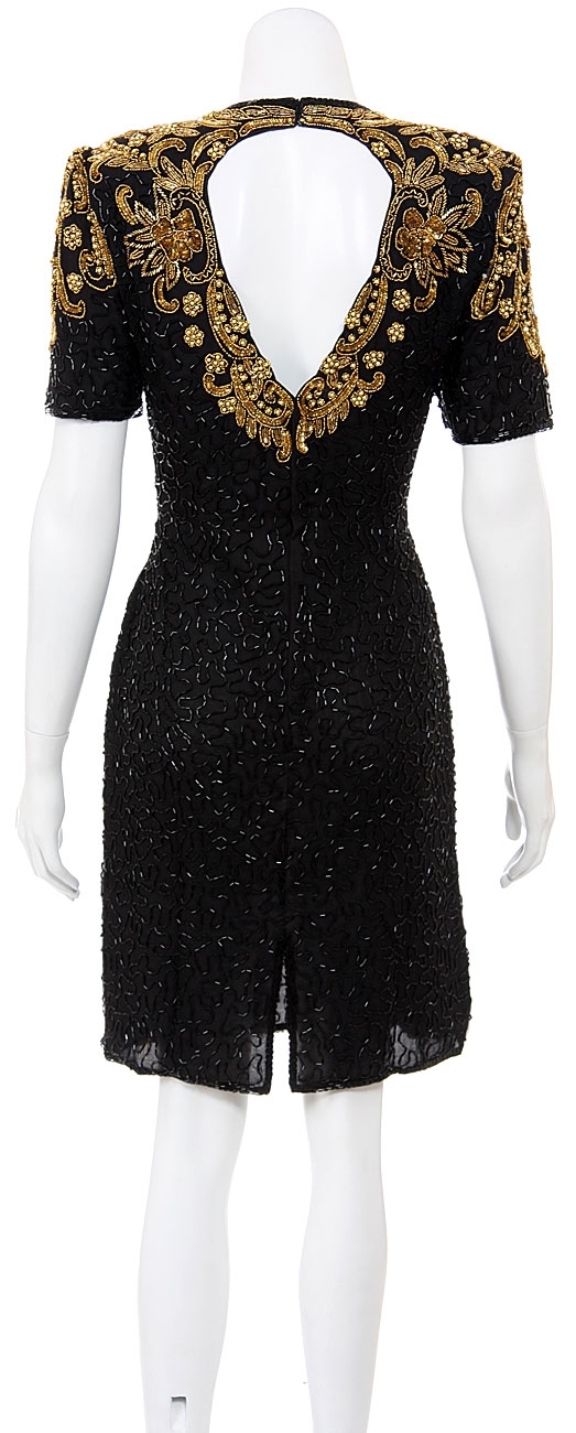 Falling Flowers Hand Beaded and Sequined Dress — back