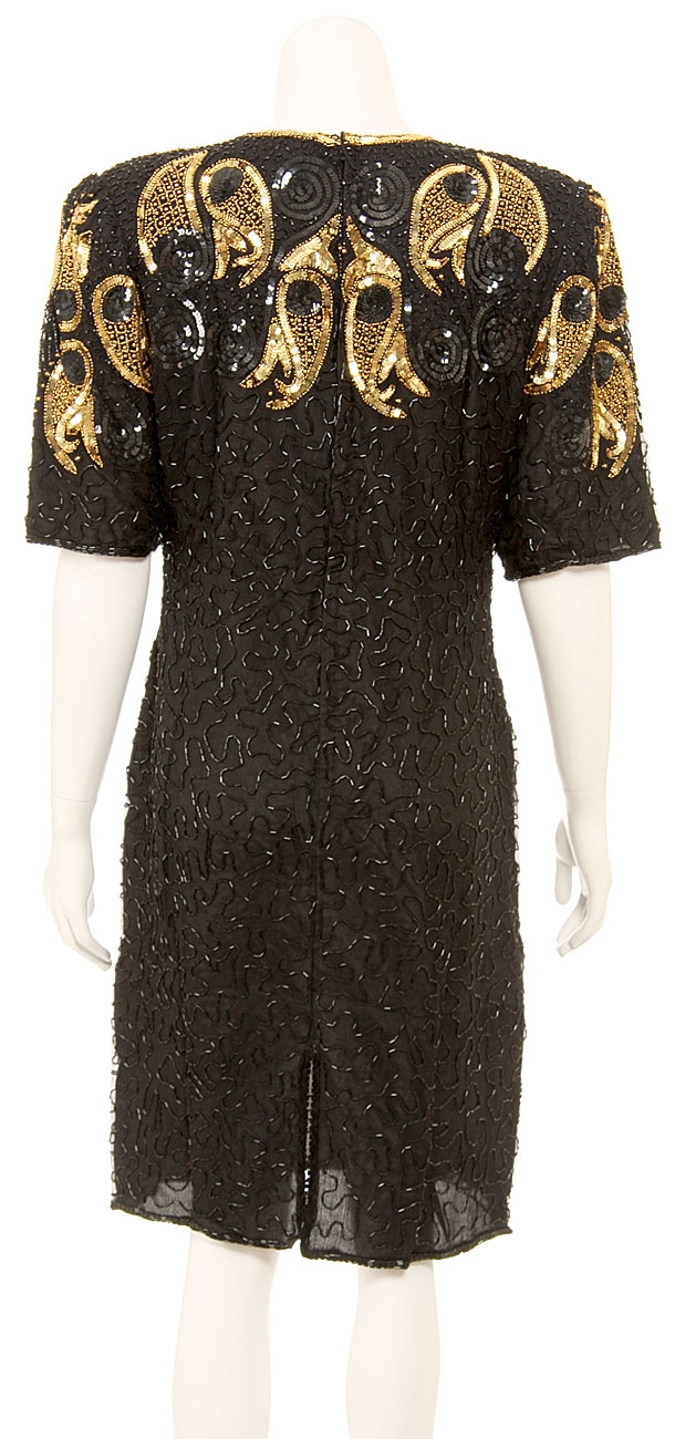 V-Neck Fully Sequined Cocktail Dress — back