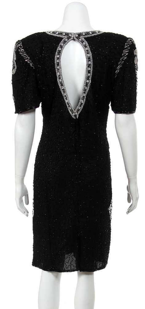 Half Sleeve Fully Beaded Sequined Formal Dress. — back