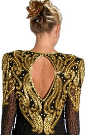 Sweetheart Neck Knee Length Formal Beaded Dress with Keyhole — back in Black/Gold