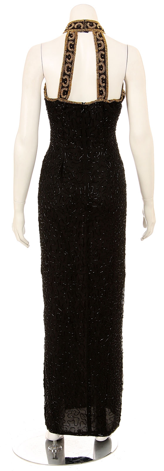 Elegant Double Strapped Hand Beaded Formal Dress — back