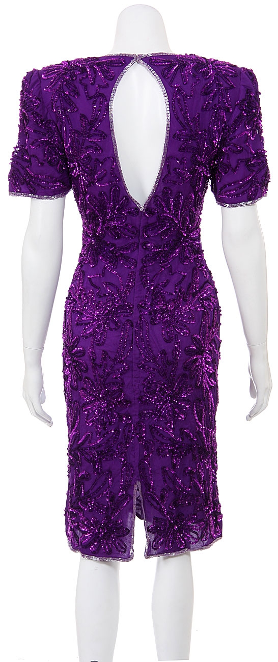Bursting Flowers Hand Beaded and Sequined Dress — back