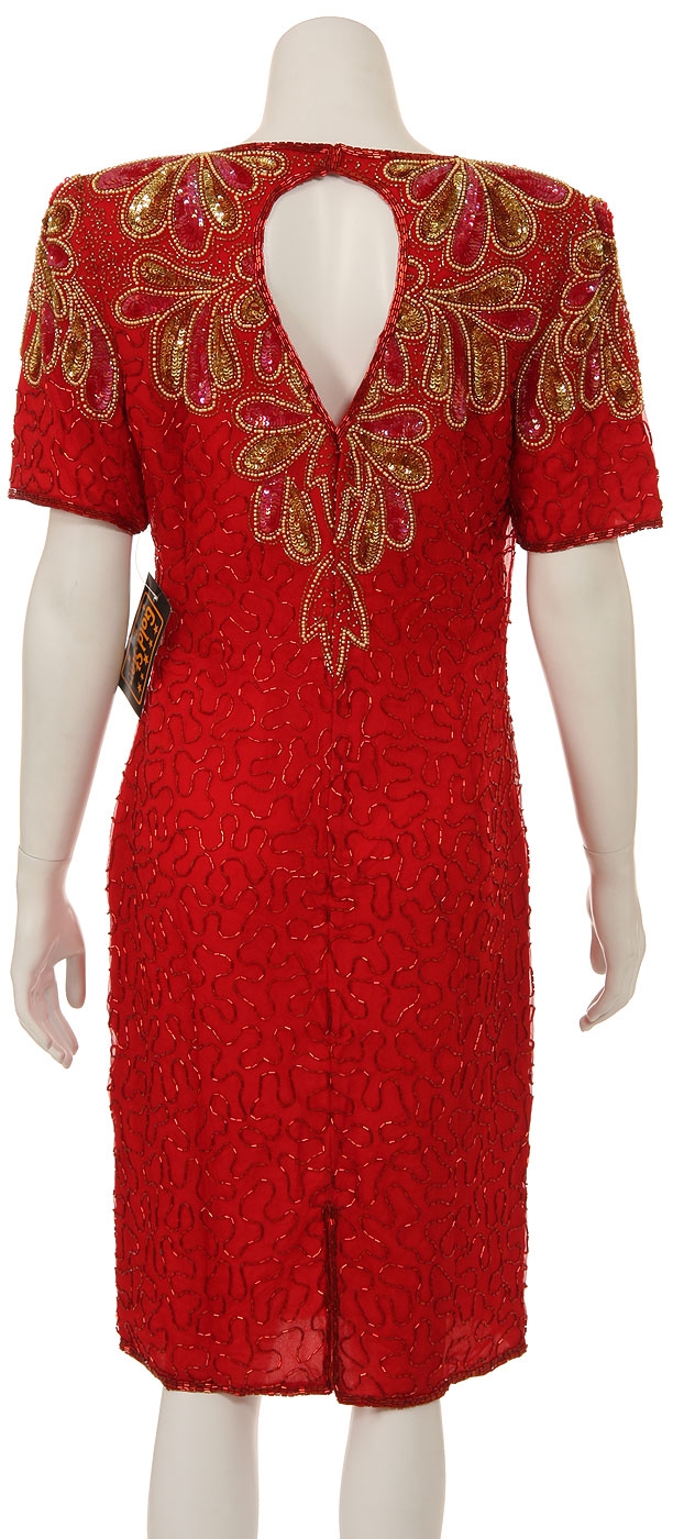 Tea Length Sequin Formal Dress — back
