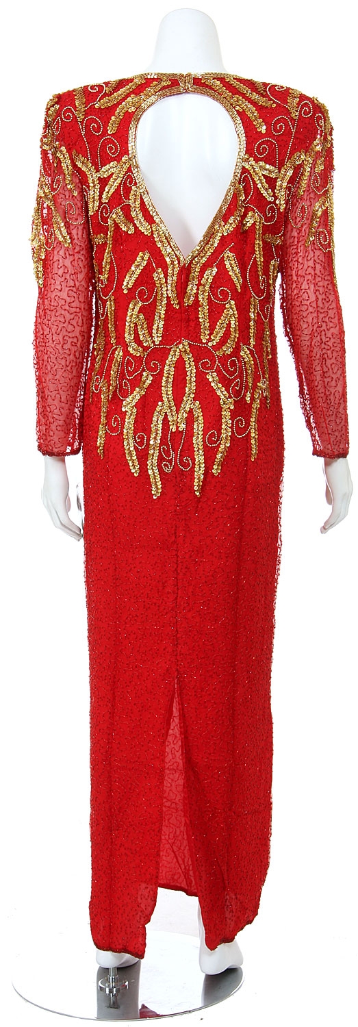 Leaf Design Sequin Beaded Formal Gown — back