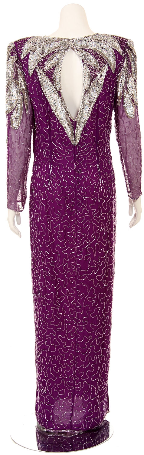 Full Length Sequined Dress with Sleeves — back
