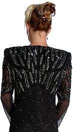Silver Bead Accent Full Length Gown — back