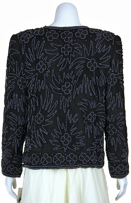 Fully Beaded Floral Print Jacket — back