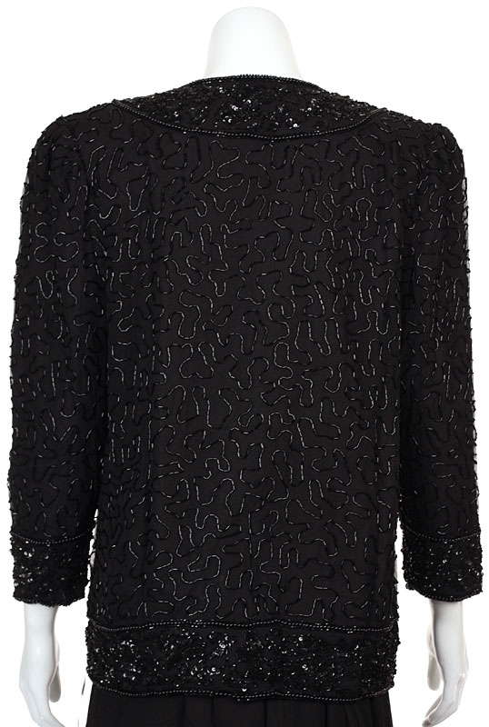 Asymmetric Hand Beaded Jacket with Floral Border — back