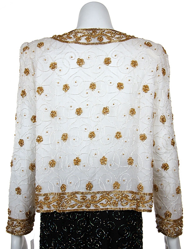 Handbeaded Floral Short Jacket — back