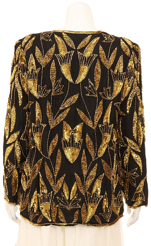 Petal Designed Long Sleeve Sequined Jacket — back