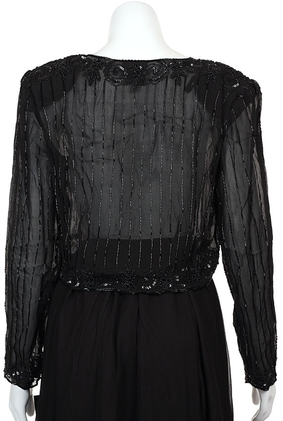 V-neck See-through Beaded Jacket  — back