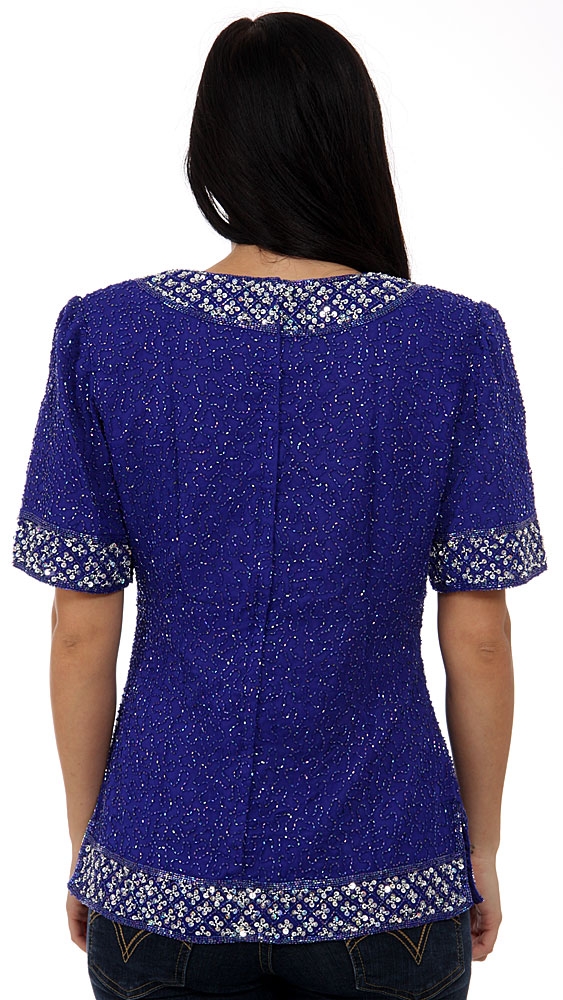 Small Clovers Detail Hand Beaded/Sequin Blouse — back