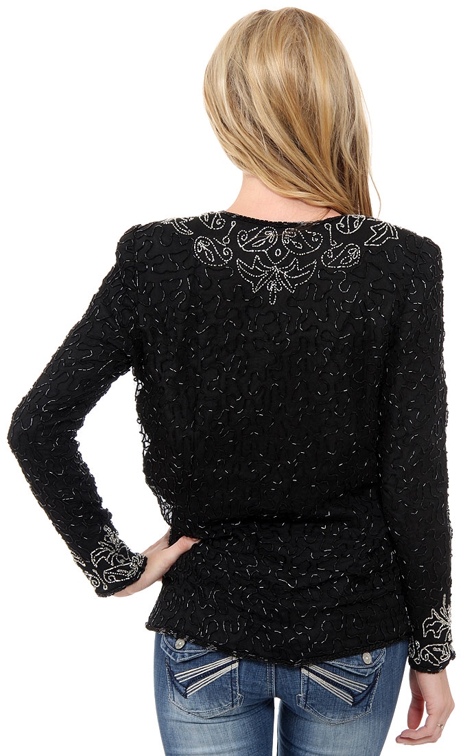 Floral Bordered Beaded Jacket — back